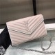 MONOGRAM CHAIN WALLET IN GRAIN DE POUDRE EMBOSSED LEATHER Pink/White High