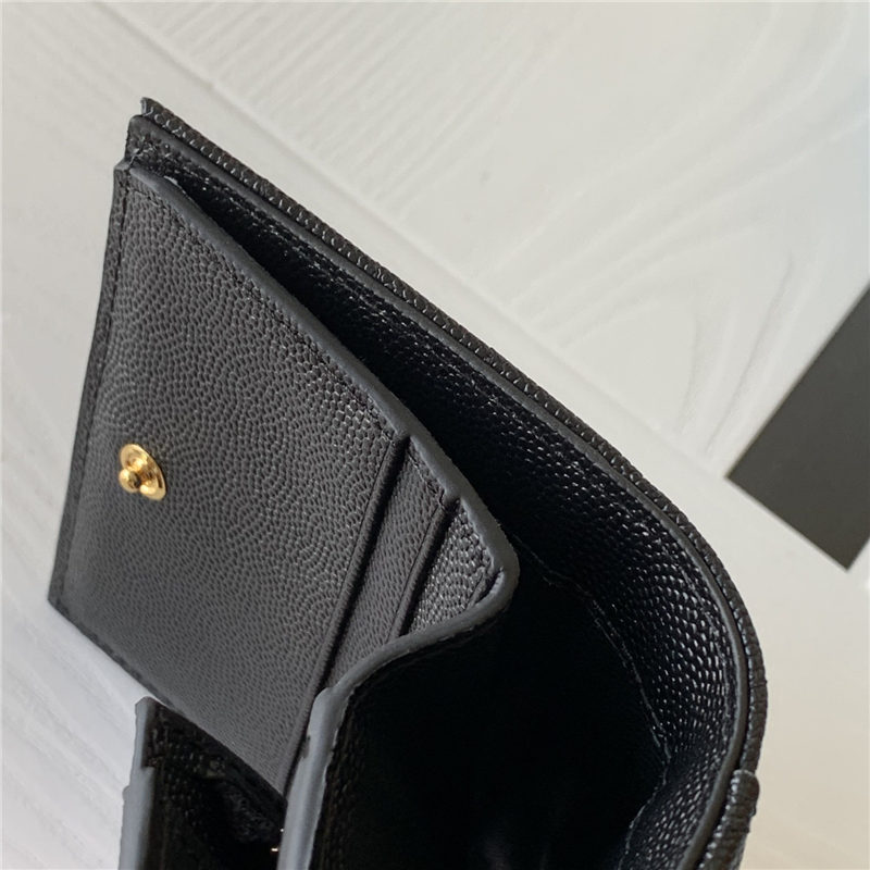 MONOGRAM CARD CASE IN GRAIN DE POUDRE EMBOSSED LEATHER Black Gold-Metal High