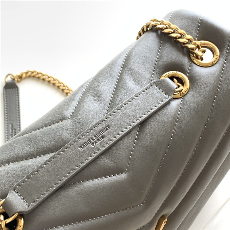 LOULOU MEDIUM IN MATELASSÉ “Y” LEATHER Gold-Tone Grey High