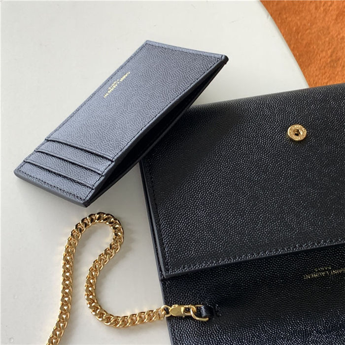 UPTOWN CHAIN WALLET IN GRAIN DE POUDRE EMBOSSED LEATHER High