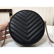 VINYLE ROUND CAMERA BAG IN CHEVRON-QUILTED GRAIN DE POUDRE EMBOSSED LEATHER High