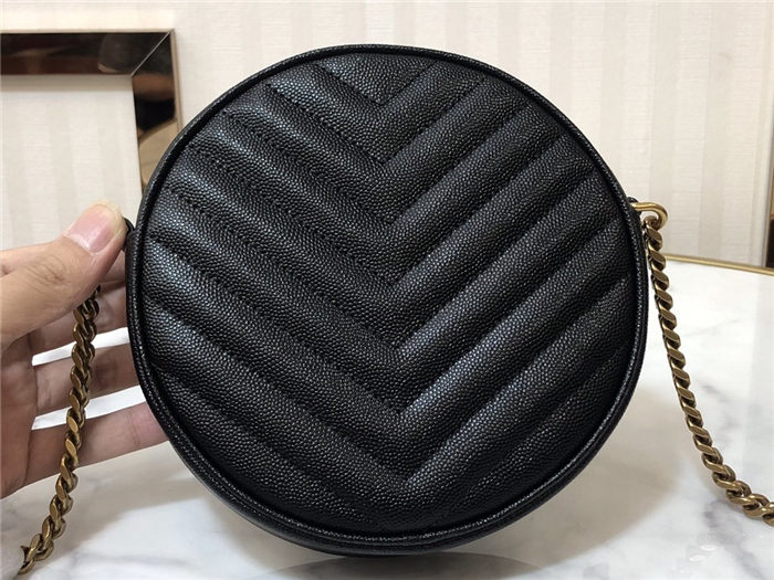 VINYLE ROUND CAMERA BAG IN CHEVRON-QUILTED GRAIN DE POUDRE EMBOSSED LEATHER High