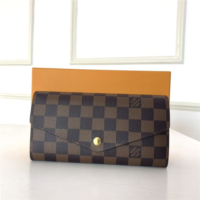 Louis Vuitton SARAH WALLET Damier Ebene Rose Ballerina High