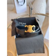 Celine MEDIUM TRIOMPHE BELT IN TAURILLON LEATHER 25MM Black Top