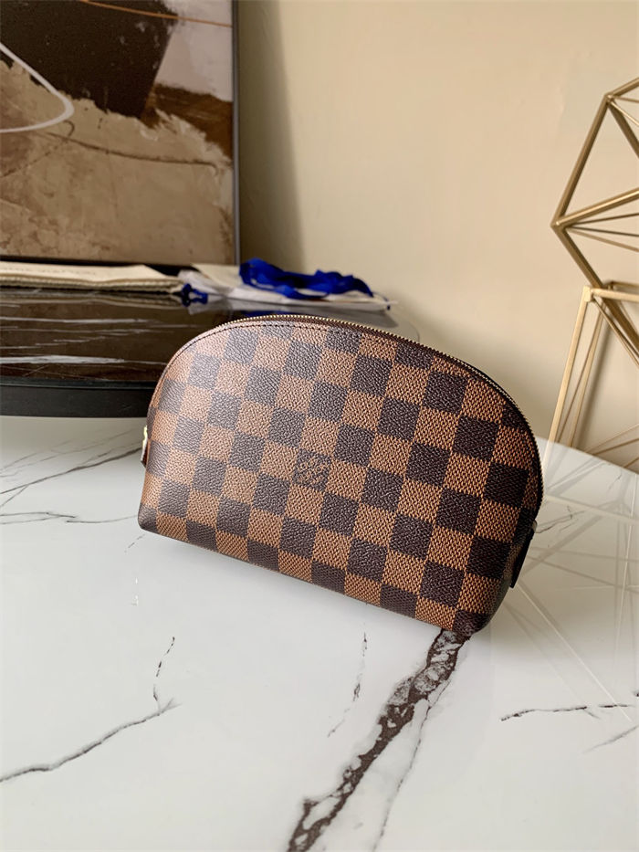 Louis Vuitton COSMETIC POUCH PM Damier Ebene N47516 High