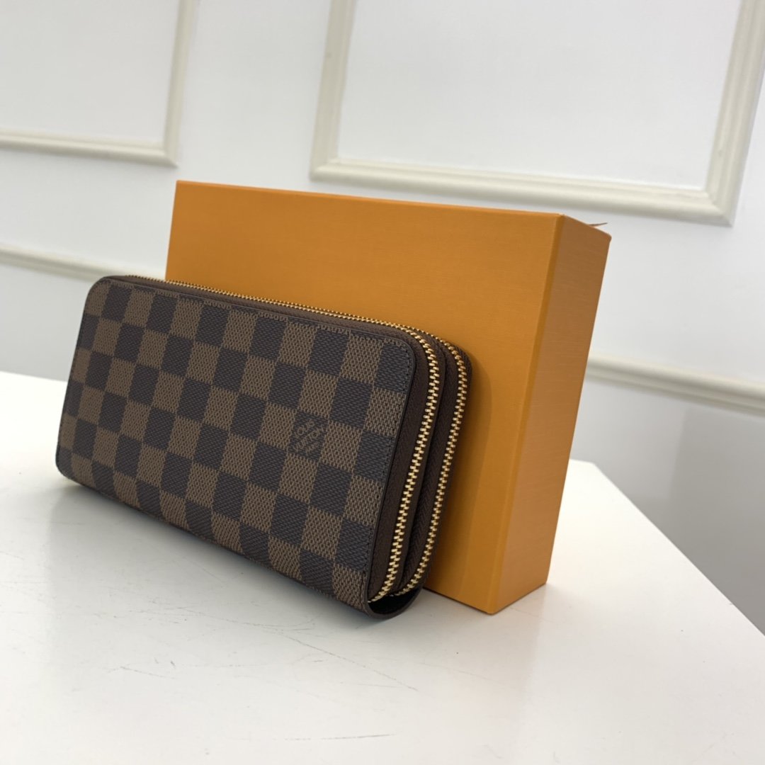 Louis Vuitton Double ZIPPY WALLET Damier Ebene High