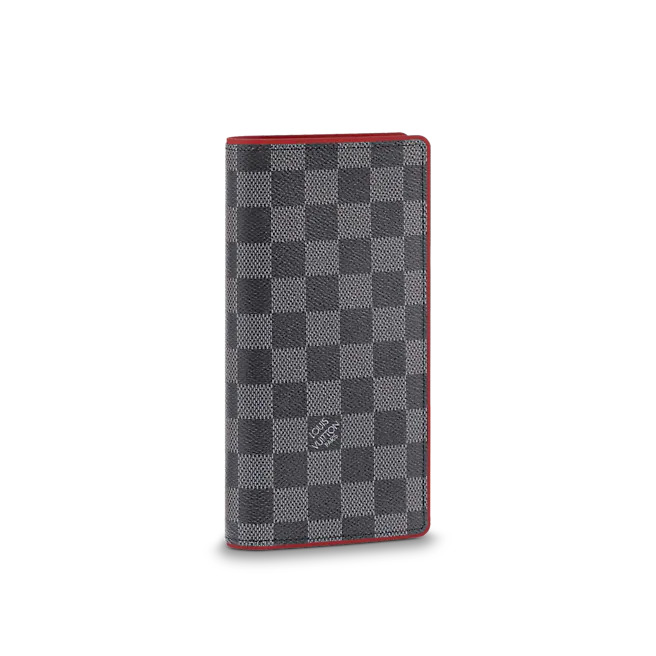 Louis Vuitton BRAZZA WALLET Damier Graphite Red High