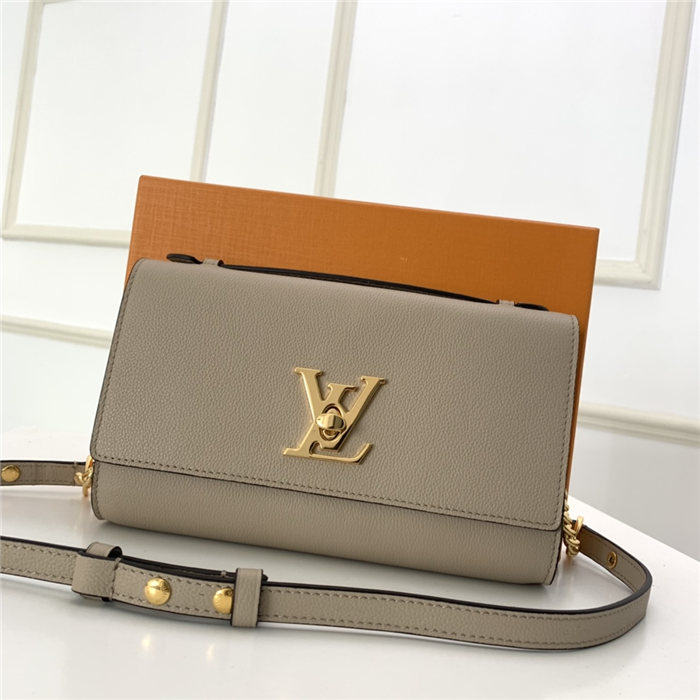 Louis Vuitton LOCKME CLUTCH Taupe High