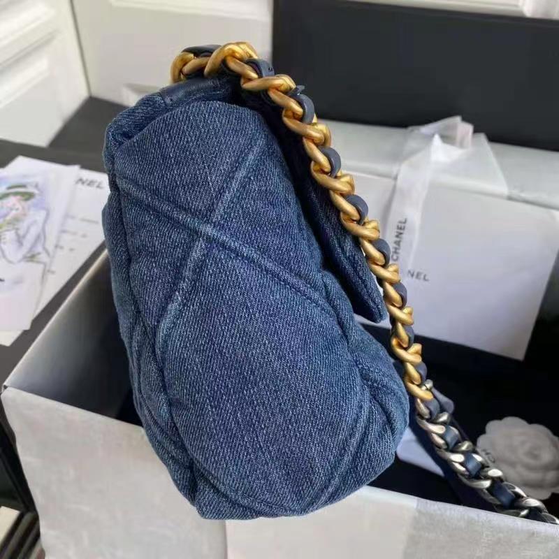 Large Chanel 19 Flap Bag Denim High