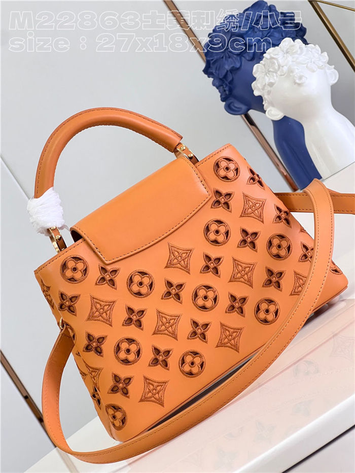 Louis Vuitton Capucines BB Calfskin leather embroidery Saffron Yellow M22922/M22863 High