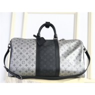 Louis Vuitton KEEPALL BANDOULIÈRE 50 Monogram Eclipse Silver High