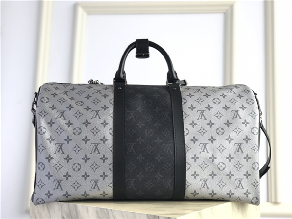 Louis Vuitton KEEPALL BANDOULIÈRE 50 Monogram Eclipse Silver High