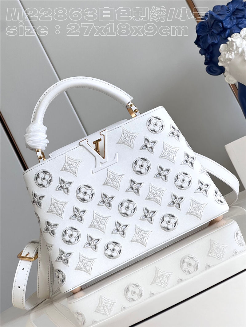 Louis Vuitton Capucines BB Calfskin leather embroidery White M22922/M22863 High