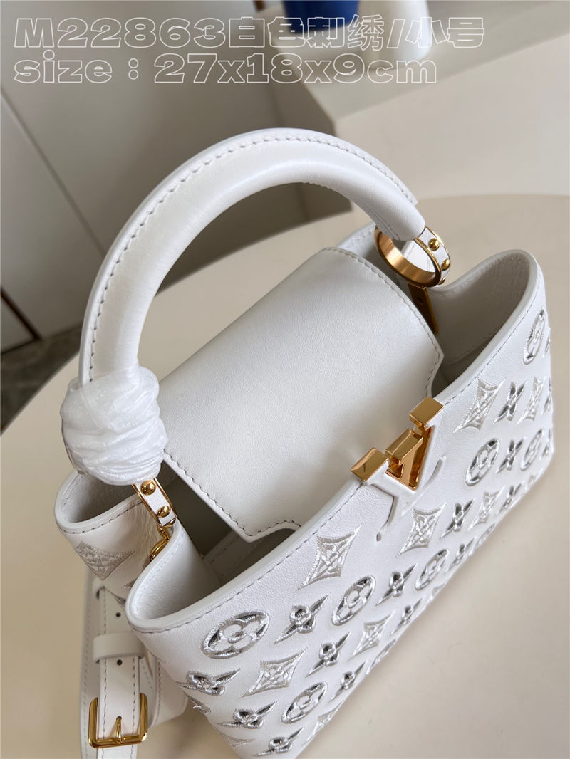 Louis Vuitton Capucines BB Calfskin leather embroidery White M22922/M22863 High