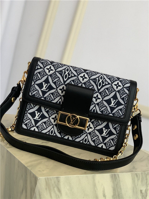 Louis Vuitton DAUPHINE MM BAG Since 1854 Jacquard textile Black Top