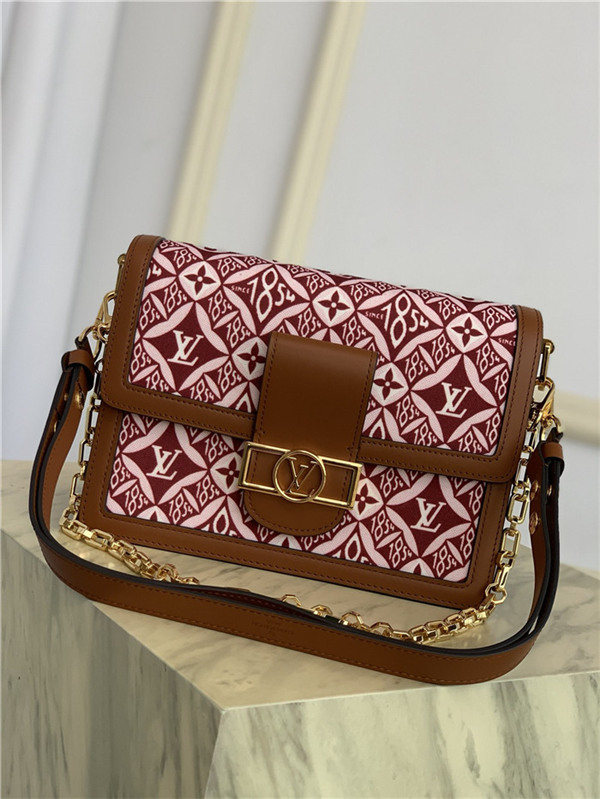 Louis Vuitton DAUPHINE MM BAG Since 1854 Jacquard textile Red Top