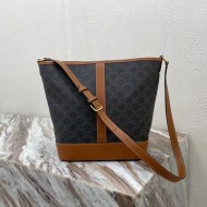 Celine MEDIUM BUCKET IN TRIOMPHE CANVAS AND CALFSKIN High