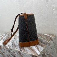 Celine MEDIUM BUCKET IN TRIOMPHE CANVAS AND CALFSKIN High