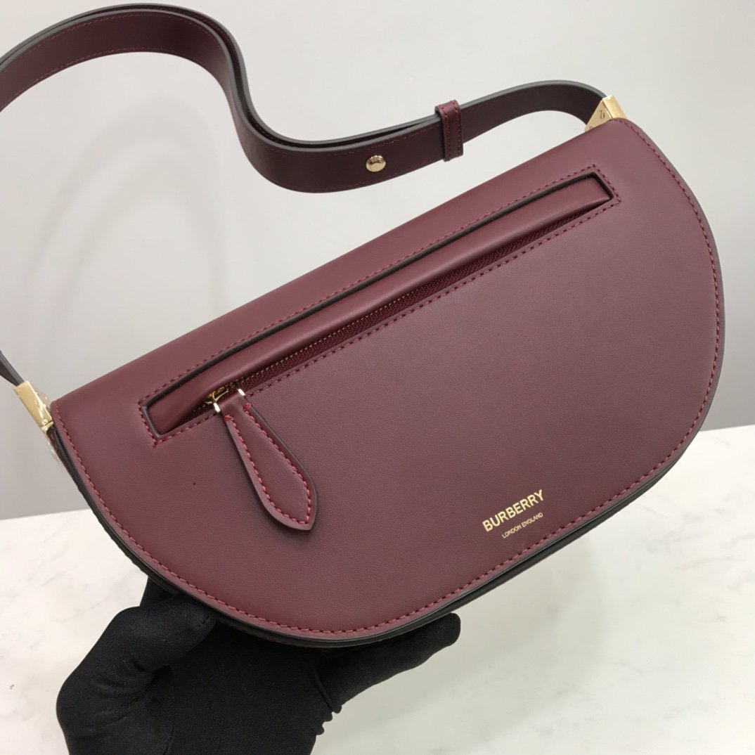 Small Leather Olympia Bag Burgundy High