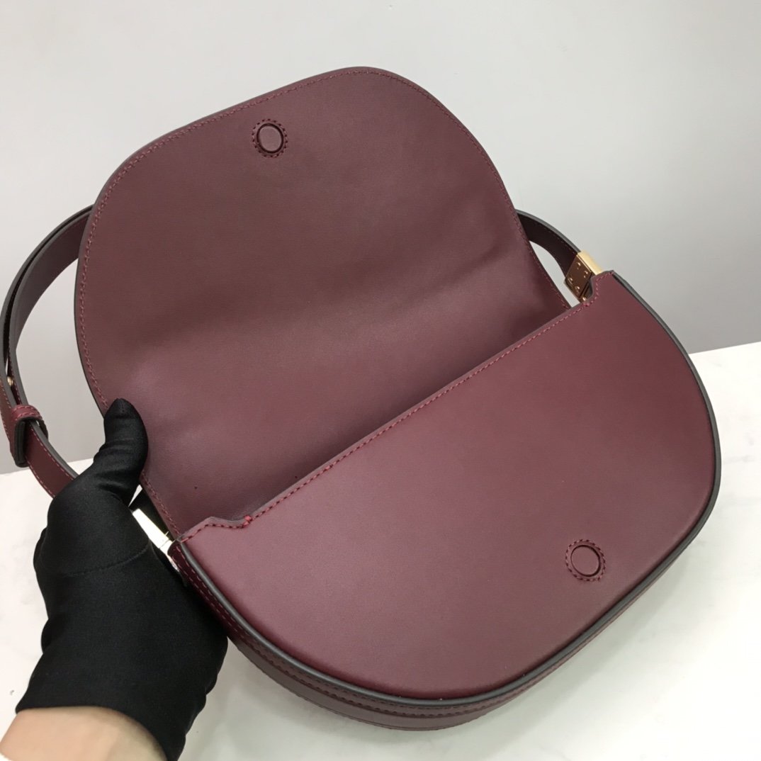 Small Leather Olympia Bag Burgundy High