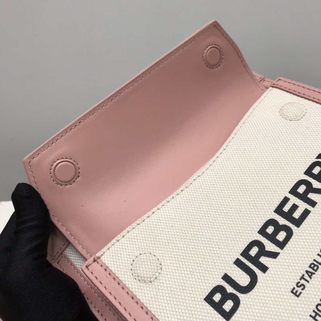 Mini Two-tone Canvas and Leather Pocket Bag Pink High