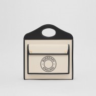 Medium Logo Graphic Canvas and Leather Pocket Bag Black High