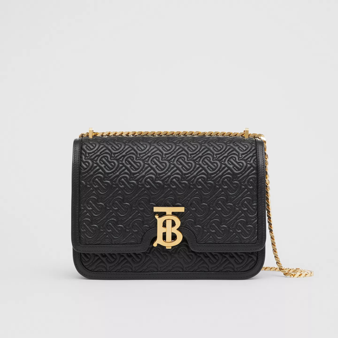 Medium Quilted Monogram Lambskin TB Bag Black High