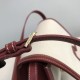 Small Tri-tone Canvas and Leather TB Bag Burgundy High