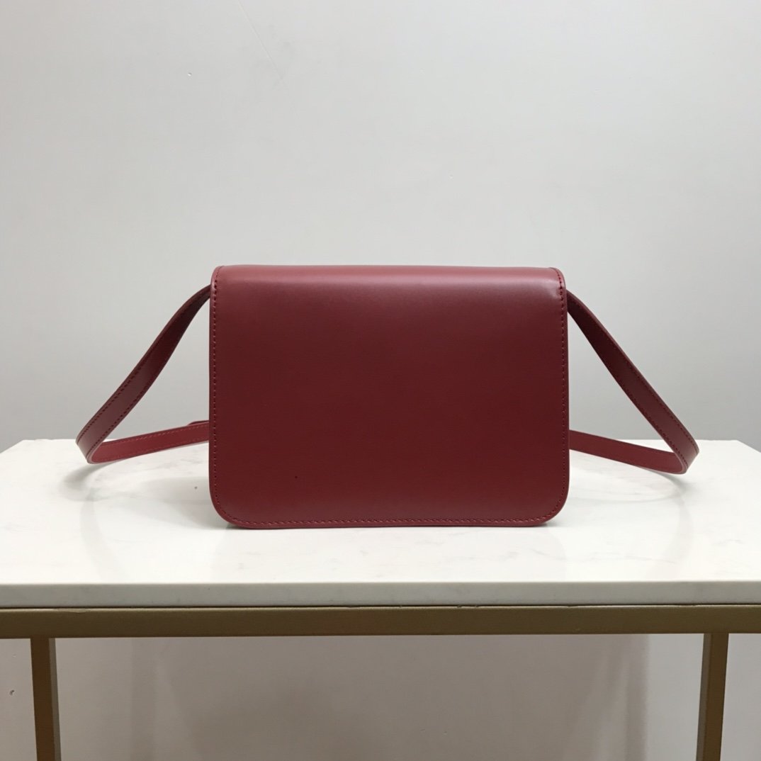 Small Leather TB Bag Small Burgundy High