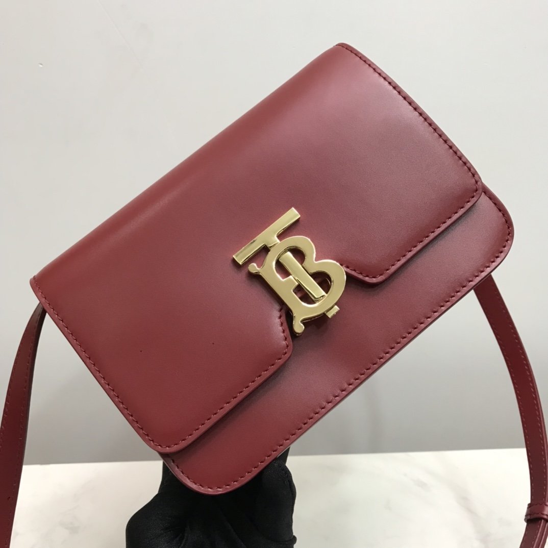 Small Leather TB Bag Small Burgundy High