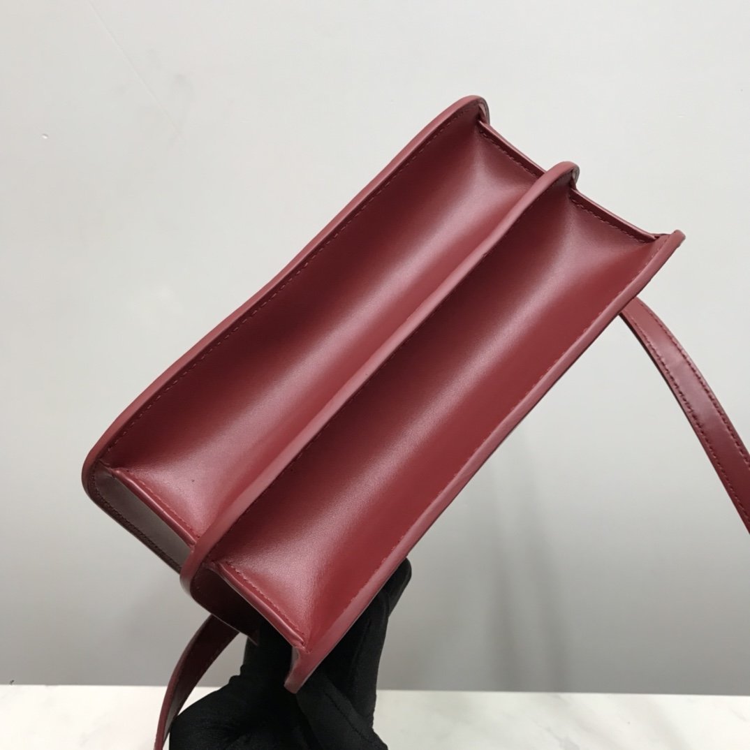 Small Leather TB Bag Small Burgundy High