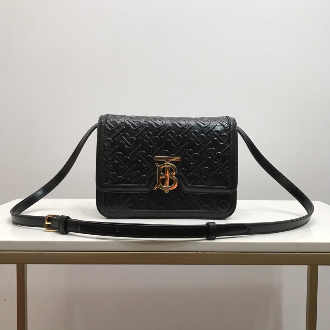 Small Quilted Monogram Lambskin TB Bag Black leather High