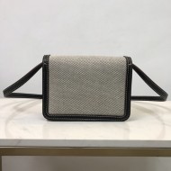 Mini Two-tone Canvas and Leather TB Bag Black High