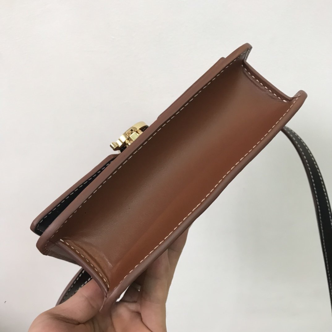 Mini Two-tone Canvas and Leather TB Bag Black High