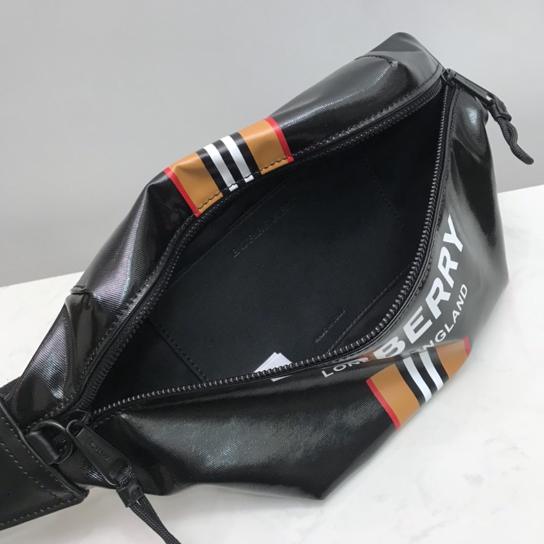 Logo and Icon Stripe Print Sonny Bum Bag Black High