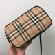 Small Vintage Check and Leather Camera Bag High