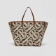 Mini Monogram Print E-canvas Beach Tote Dark Beige High