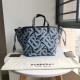 Mini Monogram Print E-canvas Beach Tote Pale azure High