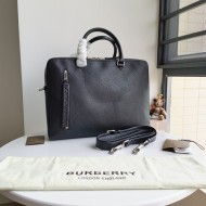 Grainy Leather Briefcase Black High