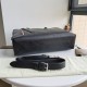 Grainy Leather Briefcase Black High