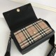 Leather and Vintage Check Note Crossbody Bag Black High