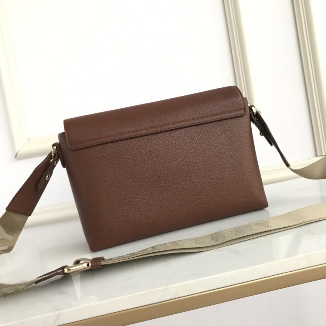 Leather and Vintage Check Note Crossbody Bag Tan High