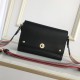 Grainy Leather Note Crossbody Bag Black High