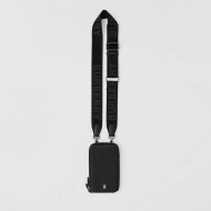 Grainy Leather Phone Case with Detachable Strap Black High