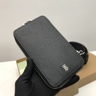 Grainy Leather Phone Case with Detachable Strap Black High