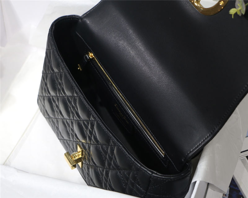 MEDIUM Dior CARO BAG Supple Cannage Calfskin Black High