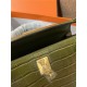 Hermes Kelly Mini II Bag Embossed Crocodile Leather WAX Silver/Gold Metal High