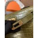 Hermes Kelly Mini II Bag Embossed Crocodile Leather WAX Silver/Gold Metal High