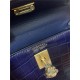 Hermes Kelly Mini II Bag Embossed Crocodile Leather WAX Silver/Gold Metal High