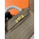 Hermes Kelly Mini II Bag Embossed Crocodile Leather WAX Silver/Gold Metal High